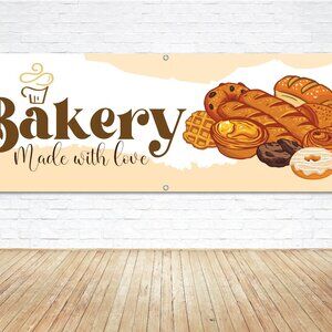 BAKERY Made With Love Generic Vinyl Banner 6ft Sign Fresh Bread Shop Signage New